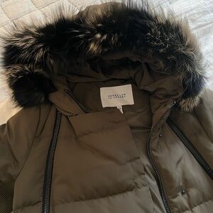 10 Crosby Derek Lam Olive Puffer Jacket with Removable Real Fur Hood